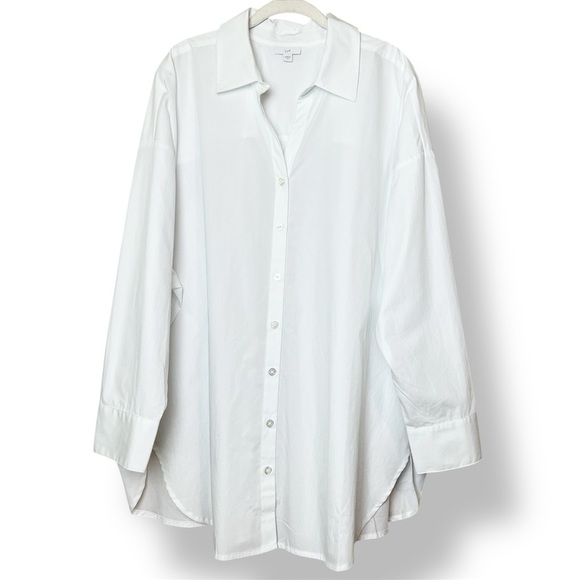 J. Jill Tops - J. Jill Button Front Tunic Shirt 3X solid white top 100% cotton spring